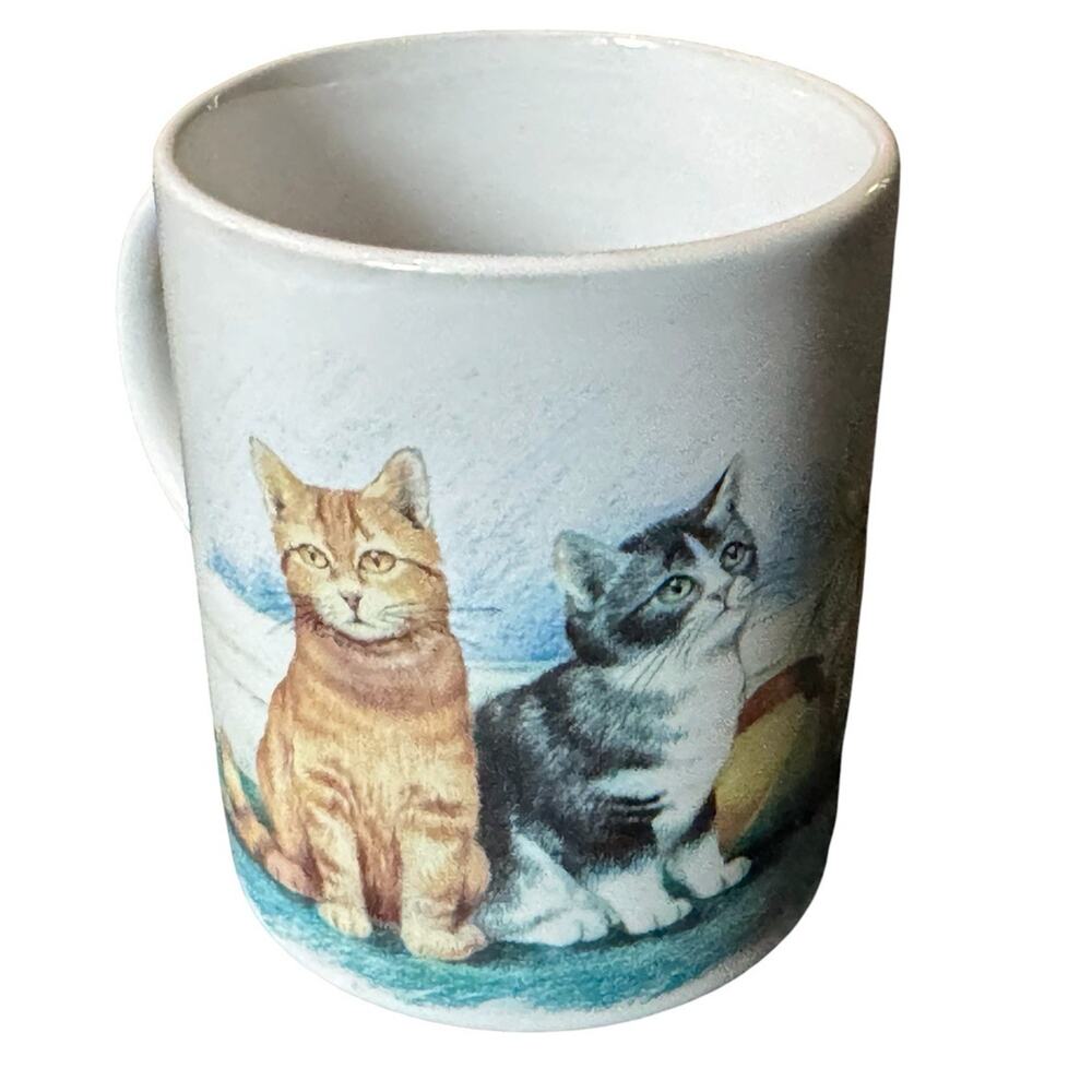 Vintage Cat Lover Coffee Mug Ceramic Siamese Tabby Kitten Tea Cup Kitchen
